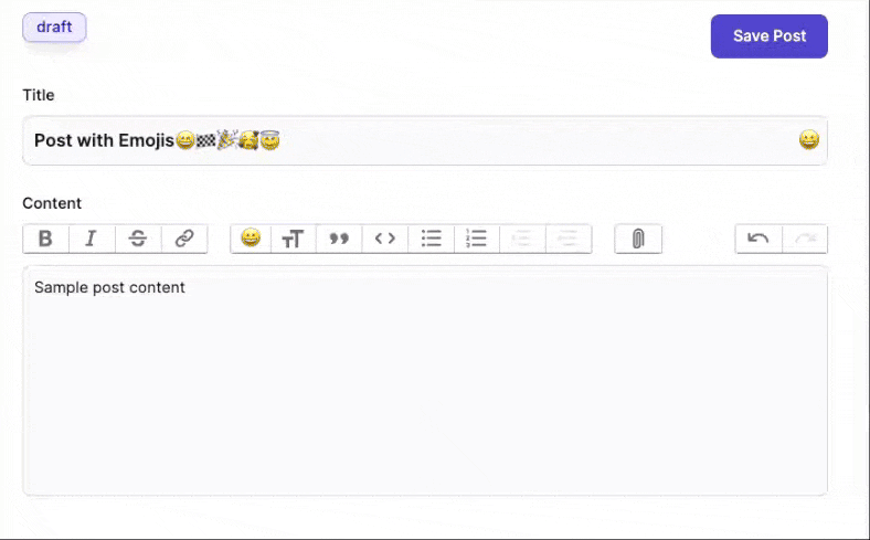 GIF showing emoji picker in ActionText editor